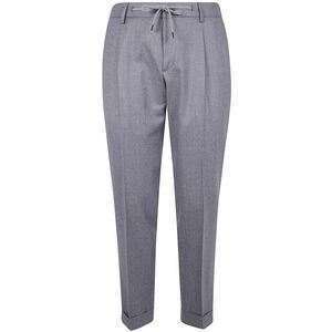 BARBA NAPOLI Men's Wool Pleated Drawstring Trousers Men GREY Pants